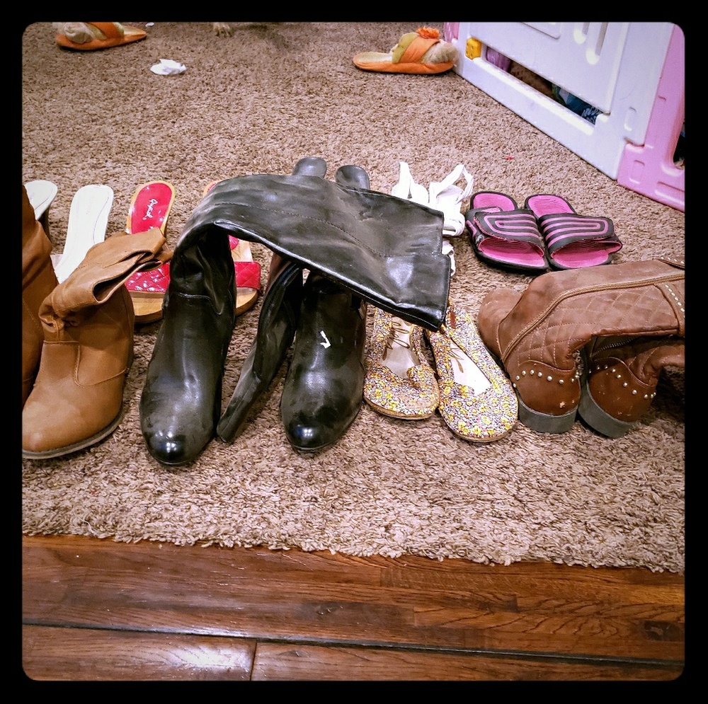3 pairs of boots and one pair of flats